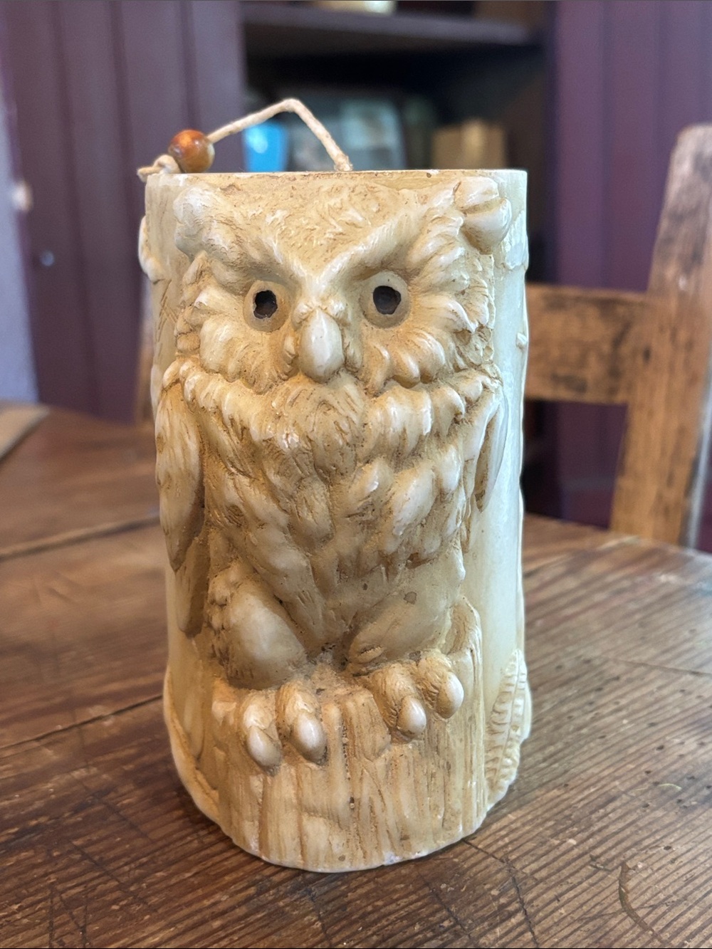 Decorative Owl Candle - Cream Home Accent